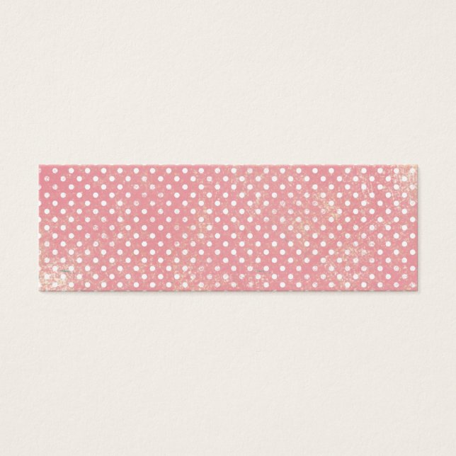  roze polka stippen mini visitekaartjes (Voorkant)
