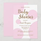 Roze Polka stippen Modern chique Baby shower Kaart (Voorkant / Achterkant)