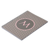 Roze polka-stippen, monogrammed grijs notitieboek (Linkerzijde)