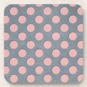 Roze polka stippen op grijze leerprint drankjes onderzetter