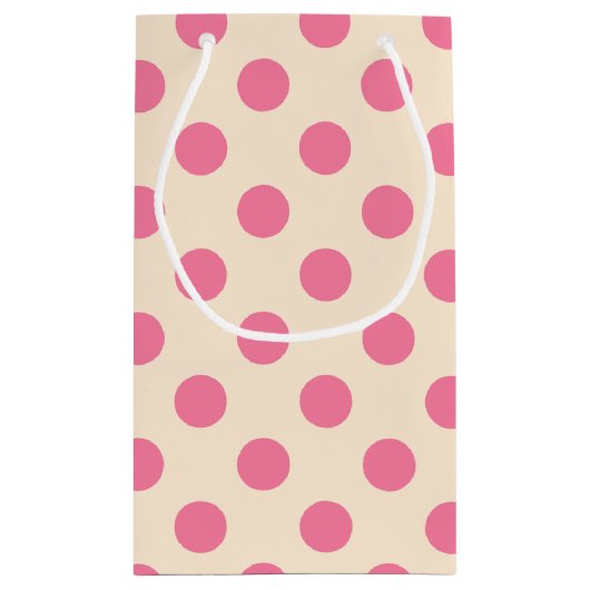 Roze polka-stippen op roomkleine cadeautas (Achterkant)
