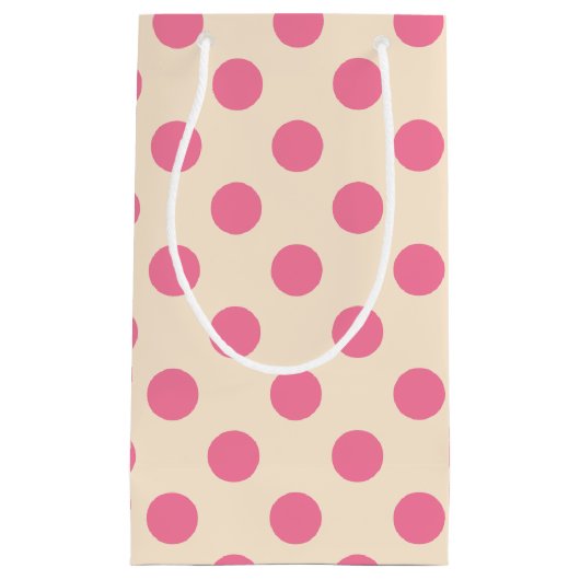 Roze polka-stippen op roomkleine cadeautas (Voorkant)
