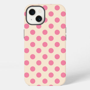 Roze polka-stippen op roomkleurige Hoesje-Mate iPh iPhone 13 Hoesje
