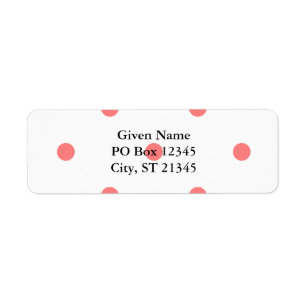 Roze polka stippen op wit etiket
