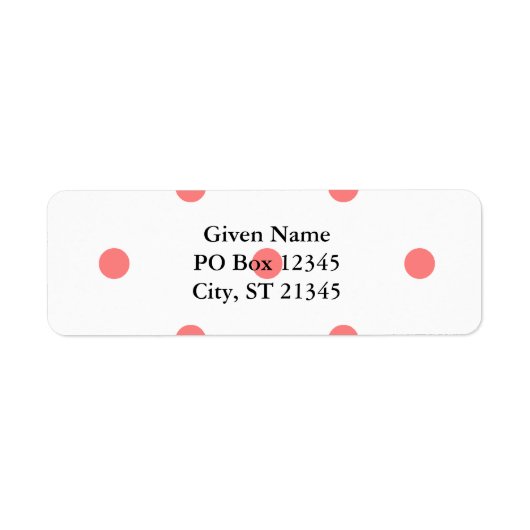 Roze polka stippen op wit etiket (Voorkant)