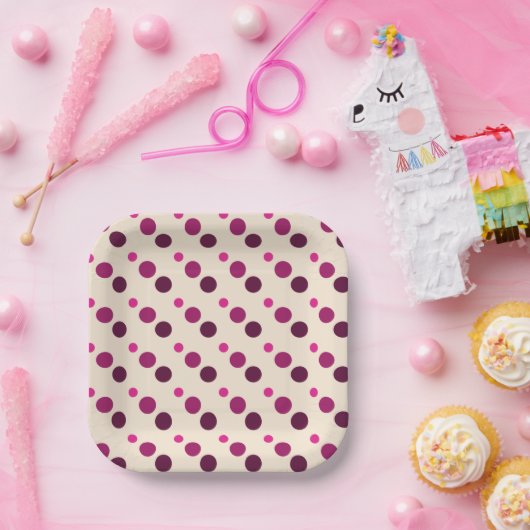 Roze polka stippen papieren bordje (Feest)