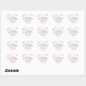 Roze polka stippen, polka stippenpatroon, jubileum hart sticker (Vel)
