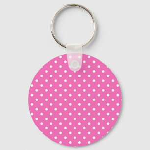 roze polka stippen sleutelhanger
