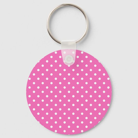 roze polka stippen sleutelhanger (Voorkant)