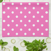 roze polka stippen theedoek (Gevouwen)