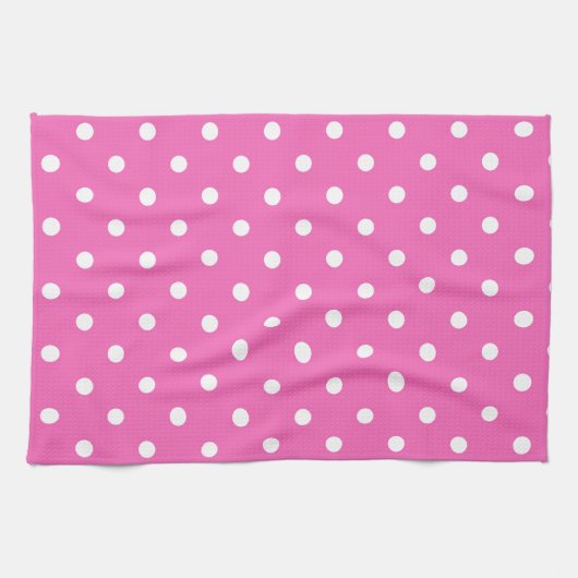 roze polka stippen theedoek (Horizontaal)