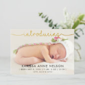 roze polka stipt horizontale handschrift geboorte feestdagenkaart (Staand voorkant)