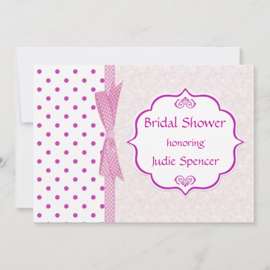 Roze polkadot Bridal Shower Invitation Kaart (Voorkant)