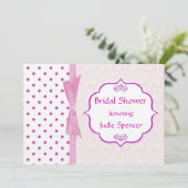 Roze polkadot Bridal Shower Invitation Kaart (Staand voorkant)