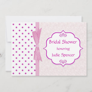 Roze polkadot Bridal Shower Invitation Kaart