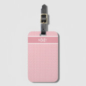 Roze Polkadot Monogram Bagagelabel (Voorkant (verticaal))