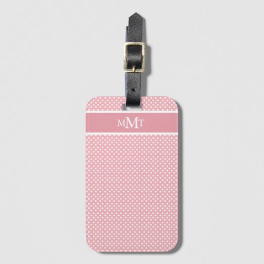 Roze Polkadot Monogram Bagagelabel (Voorkant (verticaal))