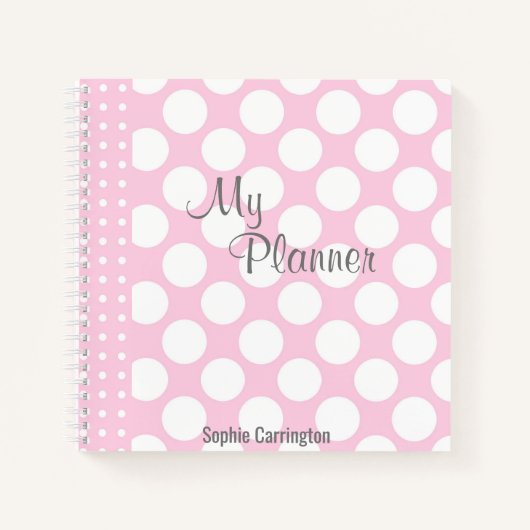 Roze Polkadot Name Planner Notitieboek (Voorkant)