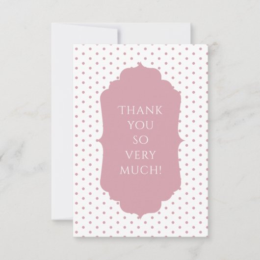 Roze Polkadot Shabby Chic Vintage Bedankkaart (Voorkant)