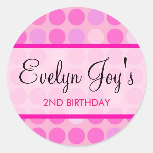 Roze Polkadot Stickers / Favor Tags (Voorkant)