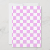 Roze polkadot strik gingham plaid geboorteaankondi aankondiging (Achterkant)