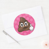 Roze Polkadots Middelvinger Poep Emoji Stickers (Envelop)