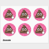 Roze Polkadots Middelvinger Poep Emoji Stickers (Vel)