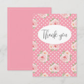 Roze polkadots plat bedankje bedankkaart (Voorkant / Achterkant)