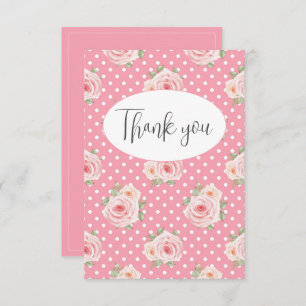 Roze polkadots plat bedankje bedankkaart