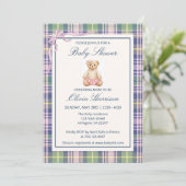 Roze Polo Teddybeer Babyshower Uitnodiging (Staand voorkant)