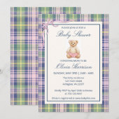 Roze Polo Teddybeer Babyshower Uitnodiging (Voorkant / Achterkant)