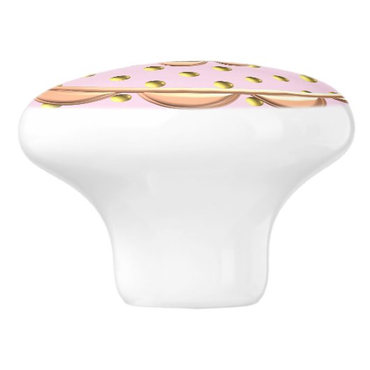  roze pols dot drager keramische knop (Zijkant)