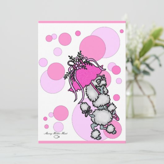 Roze poly-a-dot poel kaart (Staand voorkant)