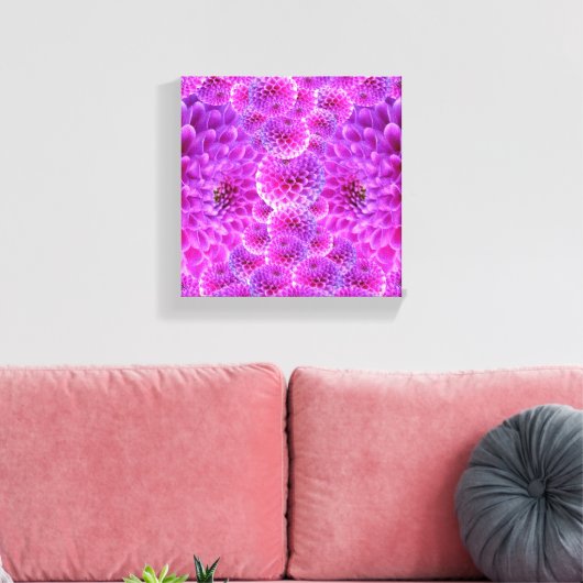 Roze Pom Dahlia Flowers Canvas Afdruk (Insitu (Woonkamer))