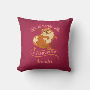 Roze Pomeranian Hond Kussen Deken Kussen