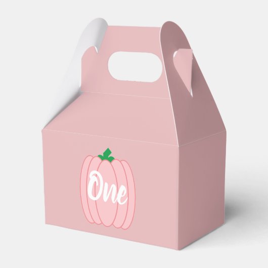 Roze pomkin 1st Birthday Bedankdoosjes (Voorkant Zijde)
