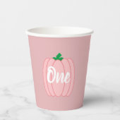 Roze pomkin 1st Birthday Papieren Bekers (Voorkant)