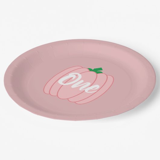 Roze pomkin 1st Birthday Papieren Bordje (Gekanteld)