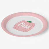 Roze pomkin 1st Birthday Papieren Bordje (Gekanteld)
