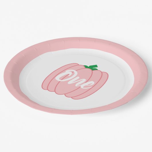 Roze pomkin 1st Birthday Papieren Bordje (Gekanteld)