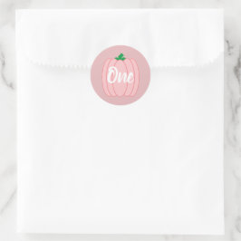 Roze pomkin 1st Birthday Ronde Sticker
