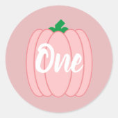 Roze pomkin 1st Birthday Ronde Sticker (Voorkant)