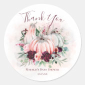 Roze pomkin Baby shower Dank u wel Ronde Sticker (Voorkant)