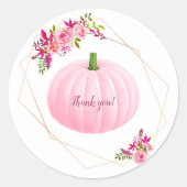 Roze pomkin Baby shower Dank u wel Ronde Sticker (Voorkant)