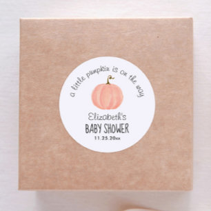 Roze pomkin Baby shower Dank u wel Ronde Sticker