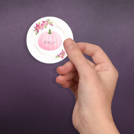 Roze pomkin Baby shower Dank u wel Ronde Sticker