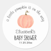 Roze pomkin Baby shower Dank u wel Ronde Sticker (Voorkant)