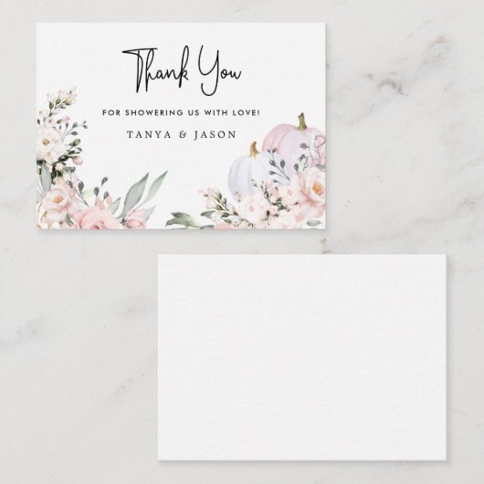 Roze pomkin Baby shower Hartelijk dank Notitiekaartje (Voorkant / Achterkant)