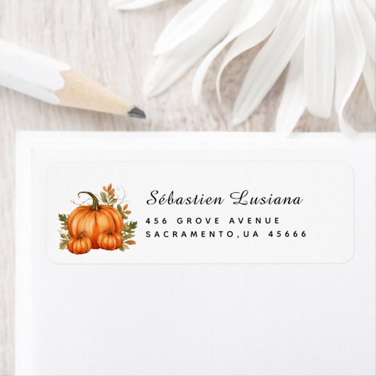 Roze pomkin Baby shower Return Address Label (Insitu)
