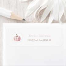Roze pomkin Baby shower Return Address Label